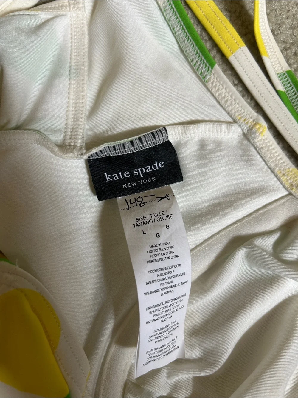Kate Spade Lemon One-Piece Swimsuit Sz L